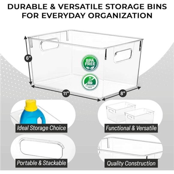 Clear Plastic Storage Bins – Pantry Organizers & Storage Containers Cabinet - Picture 5 of 7